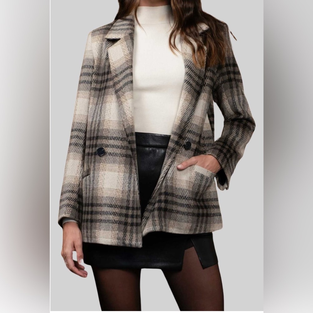 Blu Pepper Plaid Notch Lapel Long
Blazer NWT Medium